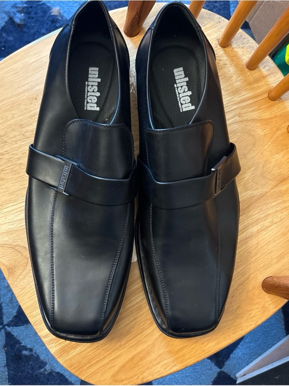 Unlisted Black Men's Square-Toe Slip-On Dress Shoes